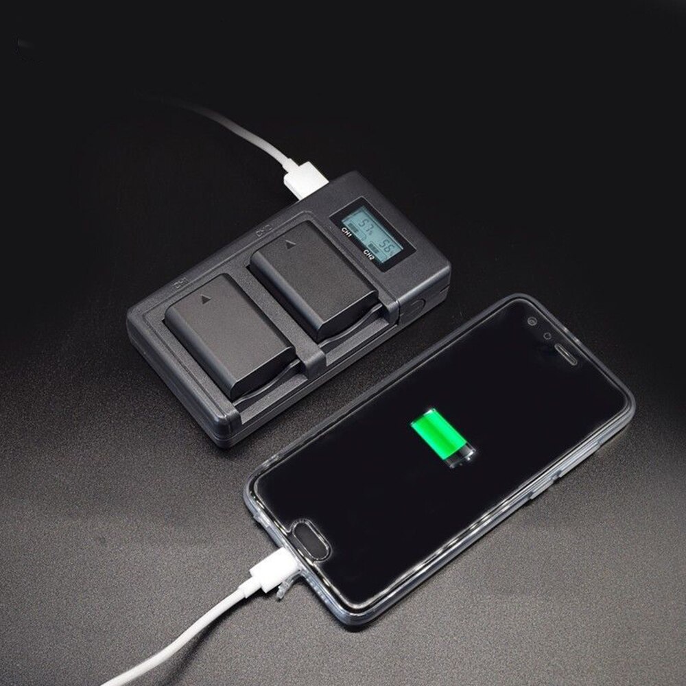 Soporte para cargador inteligente de batería con pantalla LCD de dos puertos para Sony Alpha A6000 A6300 A6500 A7r A7