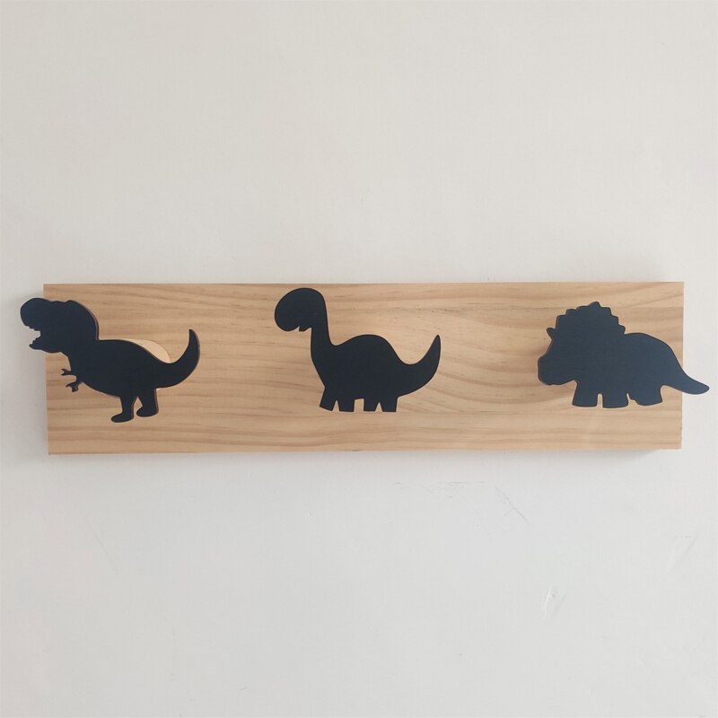 Perchero de madera montado en la pared para niños, decoración de dinosaurios para dormitorio, guardería y sala de juegos