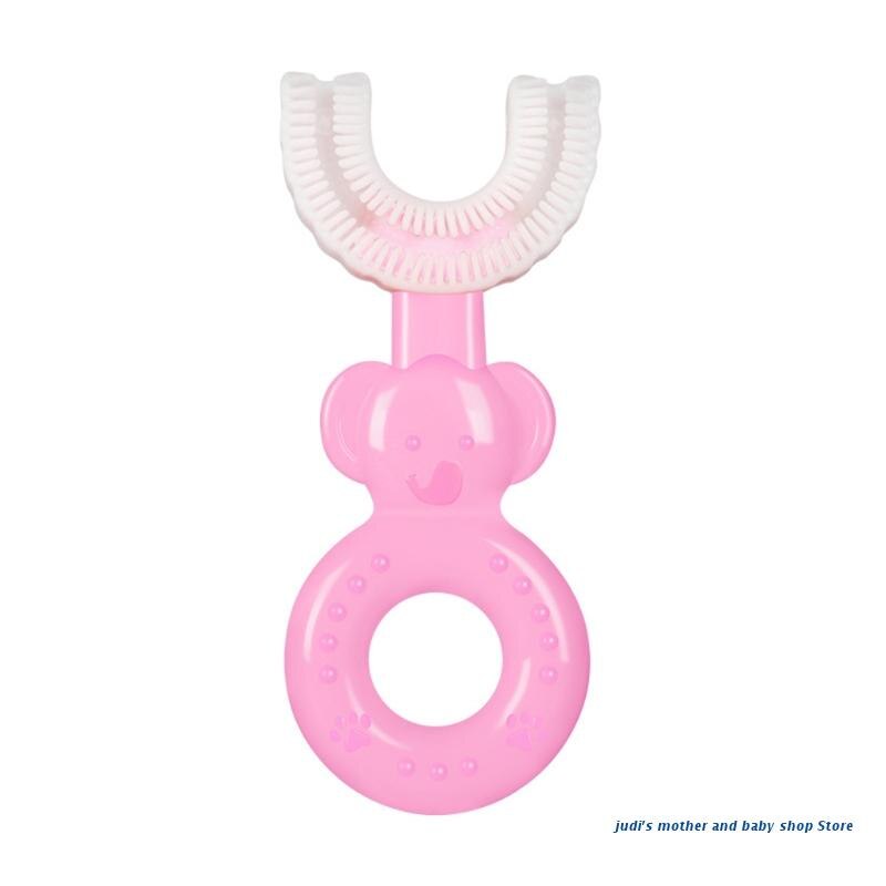 67JC Kids U-Vormige Tandenborstel Food Grade Zachte Siliconen Borstel Hoofd, 360 ° Orale Tanden Reinigen Voor Peuters En Kinderen: Pink