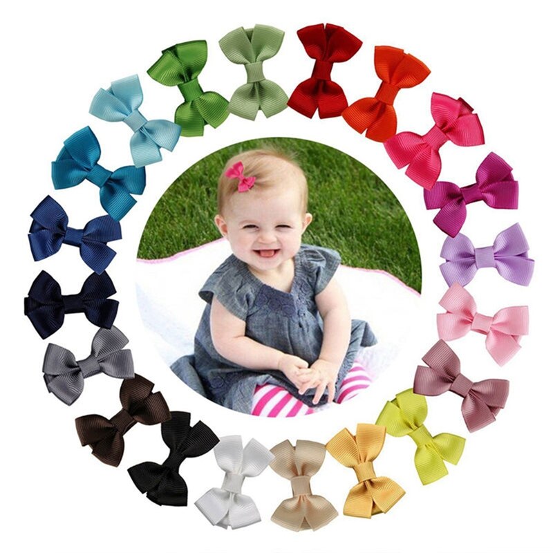 20Pcs Cute Hair Bows Boutique Alligator Clip Grosgrain Ribbon For Girl Baby Kids B36E