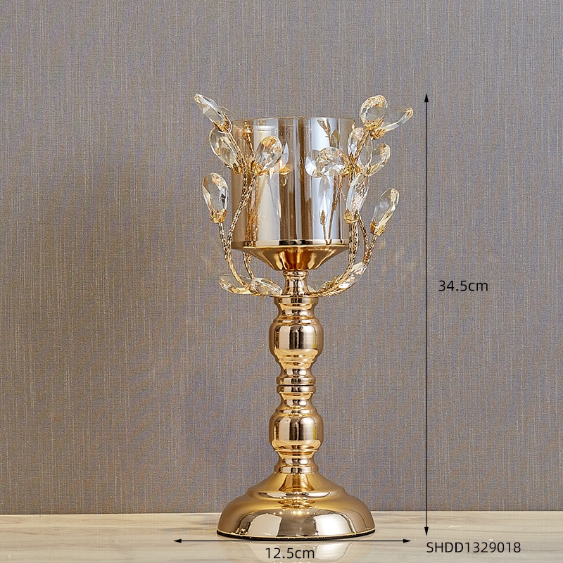 Gouden metalen europese stijl kaarsenhouder ornamenten prachtige en kaarsenhouder moderne huisdecoratie bruiloft decoratie: Hoogte 34.5cm
