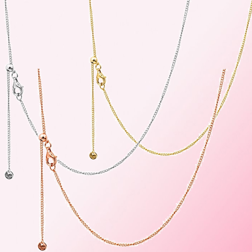 100% 925 Sterling Silber 1: 1 Rose Gold Glanz Curb Kette Halskette frauen Schlüsselbein Kette Fit DIY Anhänger Fabrik Direkt