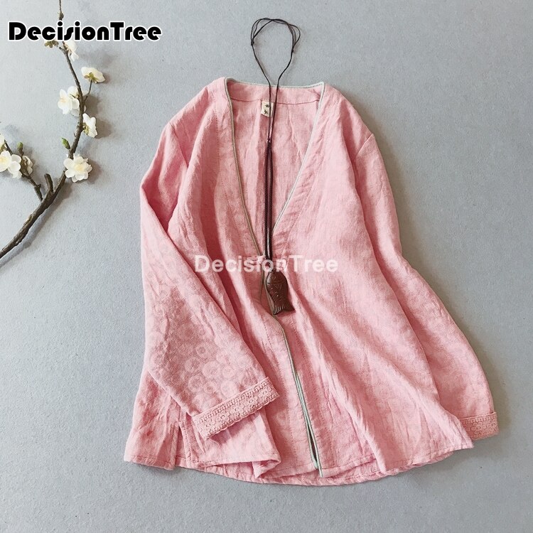 China tops blusa tang antiguo estilo chino manga completa cheongsam camisas servicio de té de algodón de lino hanfu abrigo chaqueta