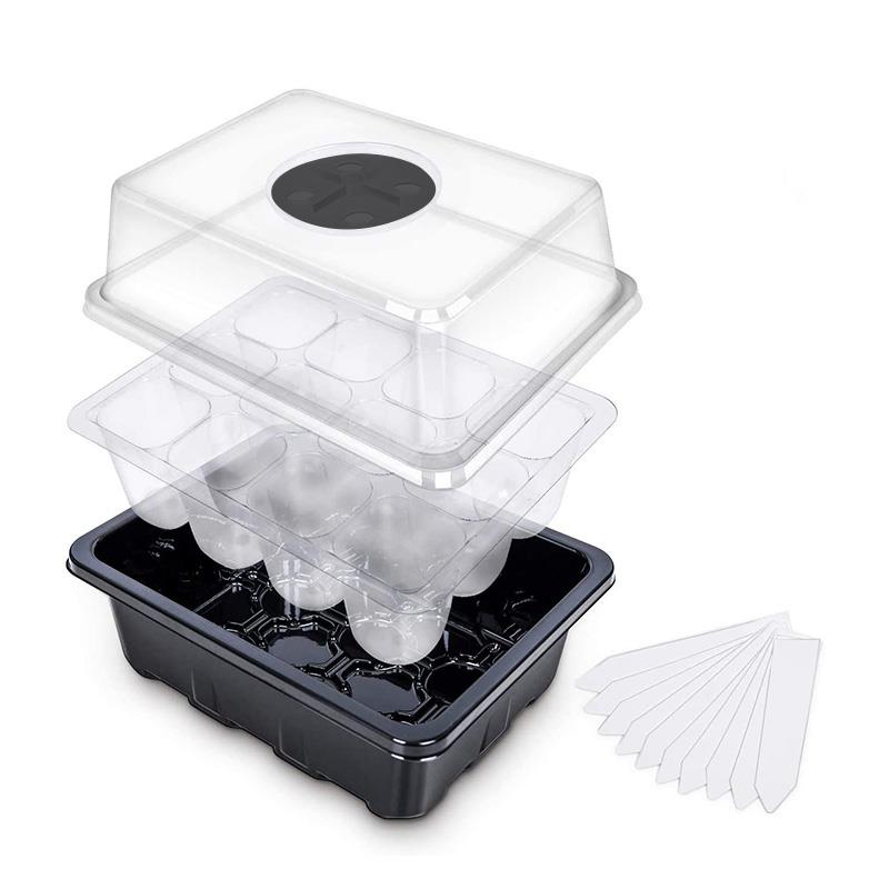 10Pcs 12 Cellen Plant Zaad Lade Grow Box Verstelbare Plant Starter Set Met Koepel En Base Kas Transparante Kwekerij grow Box