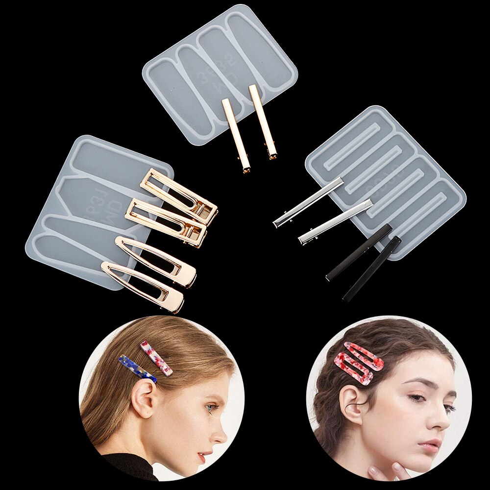 Girl Cute Hair Pin Mold UV Resin Molds DIY Geometric hairpin Molds Handcraft Silicone Mold Resin Jewelry Molds