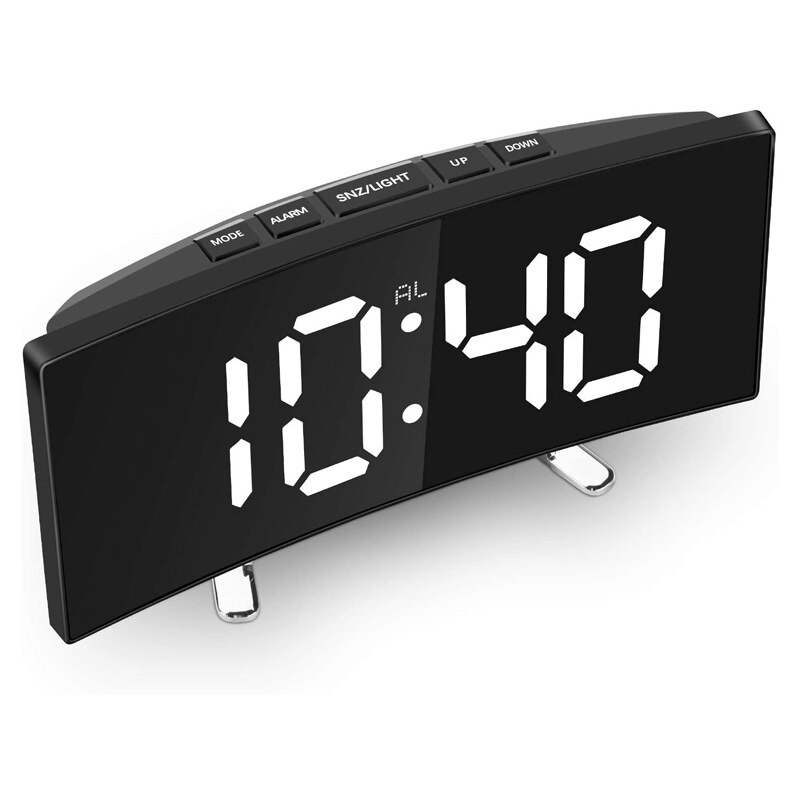 Digital Clock Large Display, LED Electric Alarm Clock Mirror Surface for Makeup with Diming Mode, 3 Levels Brightness Modern: Default Title