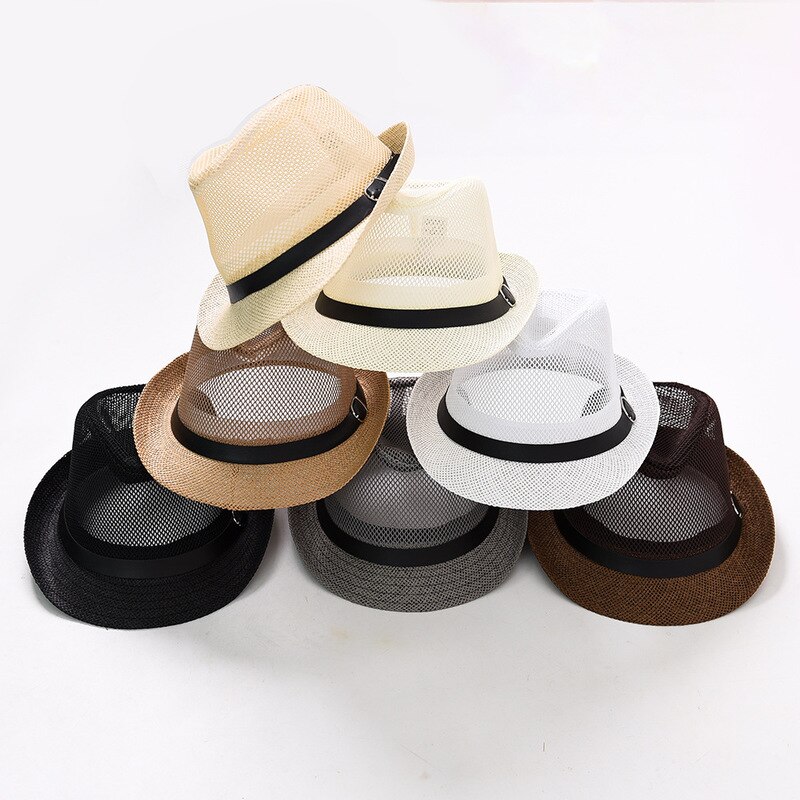 Bowl hat, men and women leisure, European and American ventilated mesh jazz hat couples summer beach shade foreign trade hat