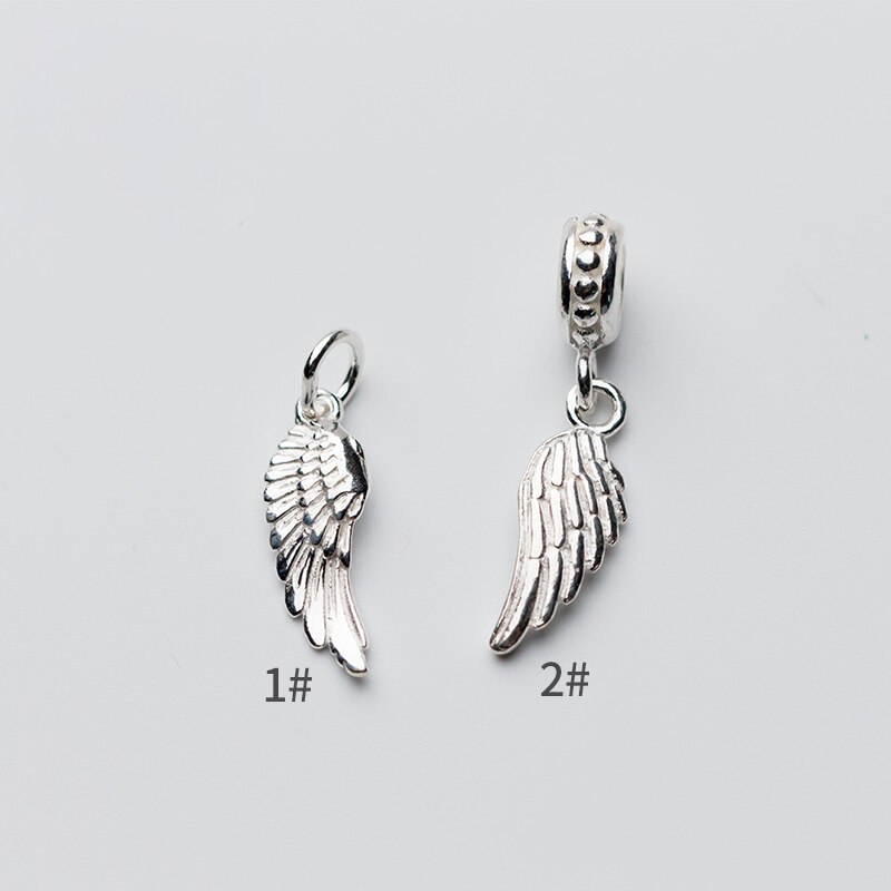 UQBing Pure 925 Sterling Silver Animal Angle Wings Making Pendant Bracelet Charms Fit Beads Jewlery Findings