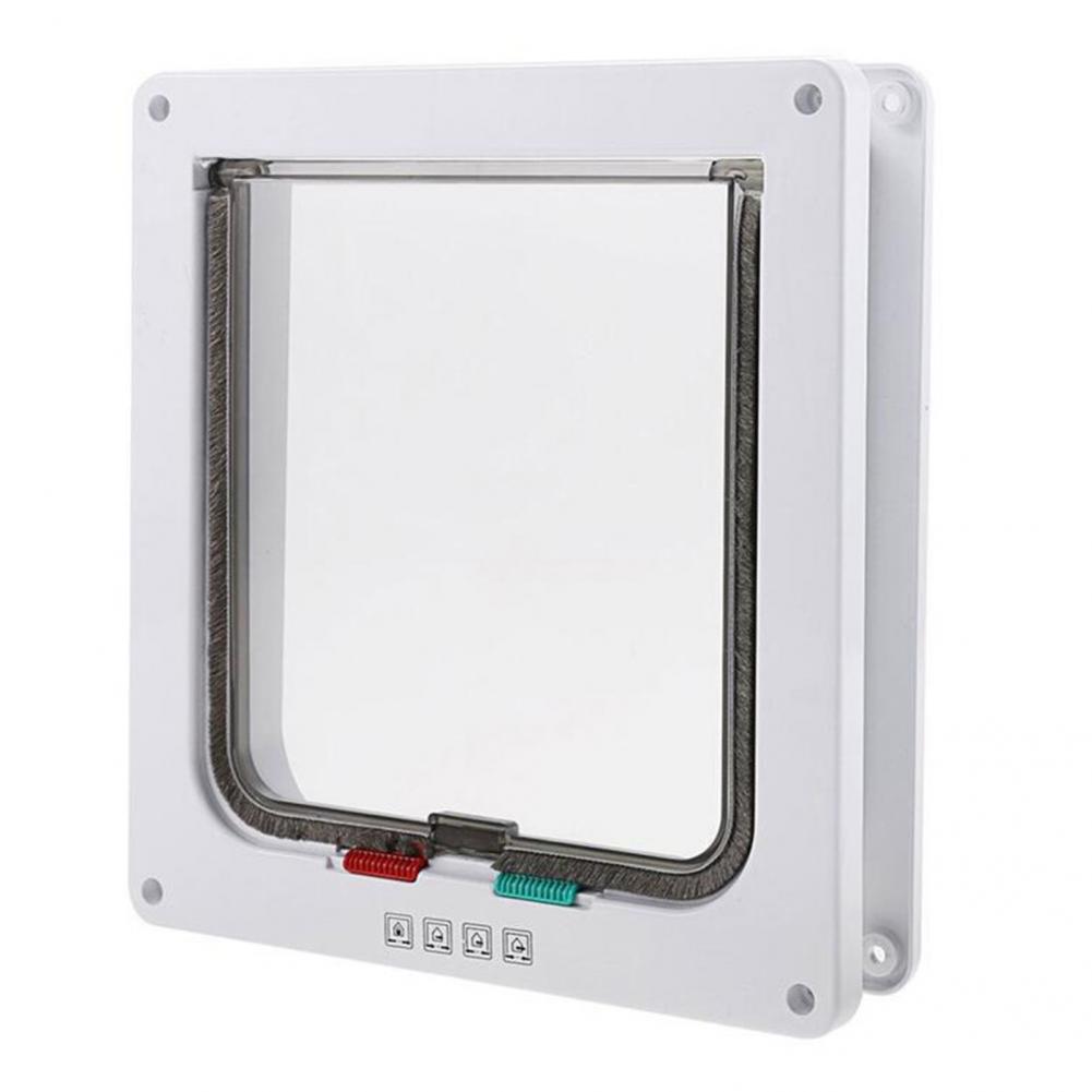 Easy to Install 4 Switch Modes Interior Exterior Door Safety Pet Cats Door Flap Lockable Brown Pet Locking Cover