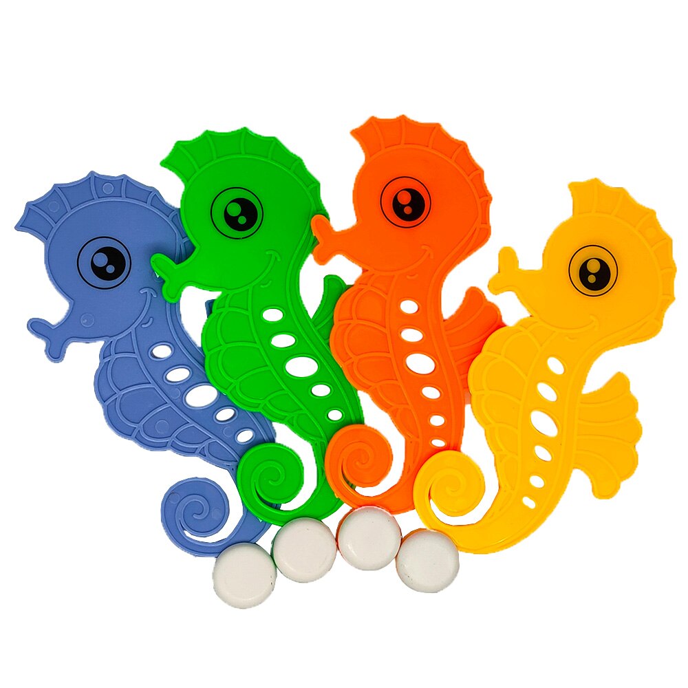 4 PCS Diving Toys for Kids Summer Games Swimming Pool Party Underwater Water Funny Children Dive Hippocampus Rings Toys