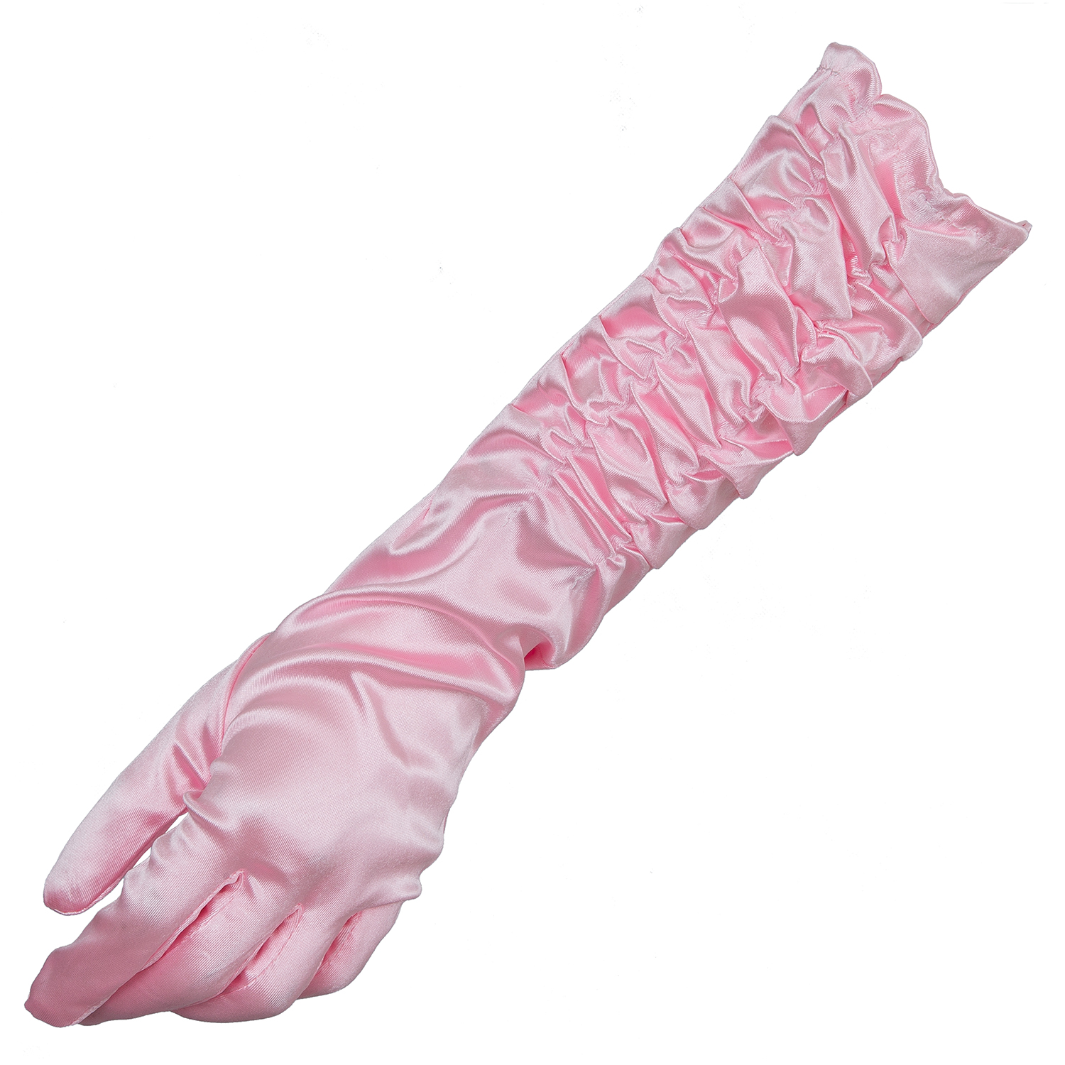 Roze Plooi Satijn Lange Bridal Handschoenen