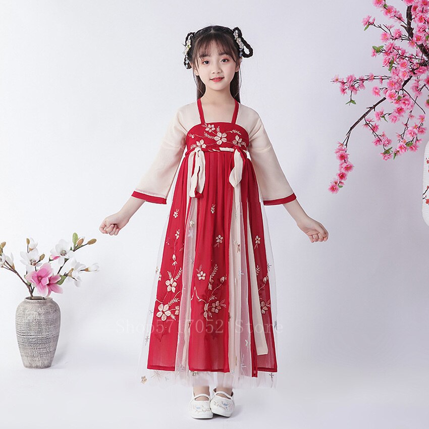 Älva hanfu klänning barn kinesiska traditionella kläder prinsessa klänning traditionell dans kostym flickor forntida folkdans kostym