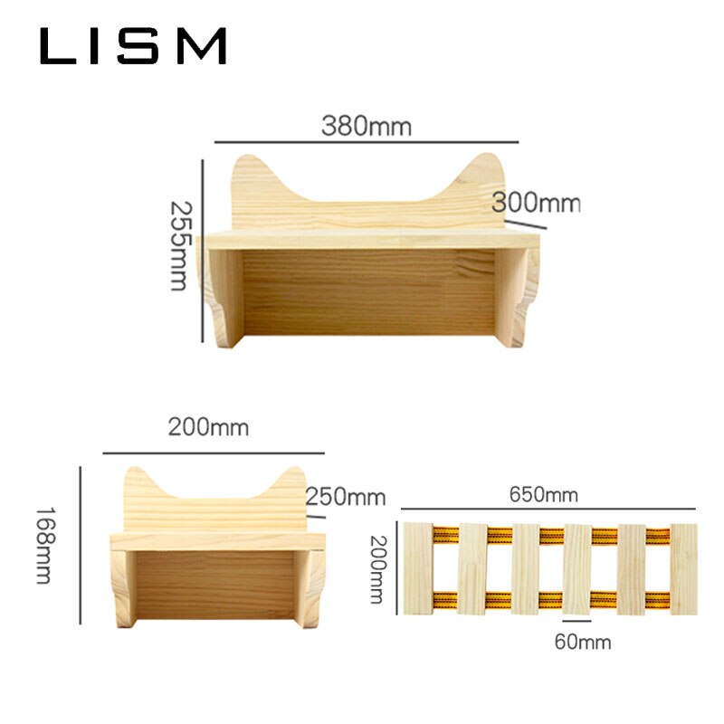 DIY Wooden Cat Climber Wall-Mounted Cat Toys Tree Jumping Climbing Frame Activity Platform Pet Kitten Play House Furniture