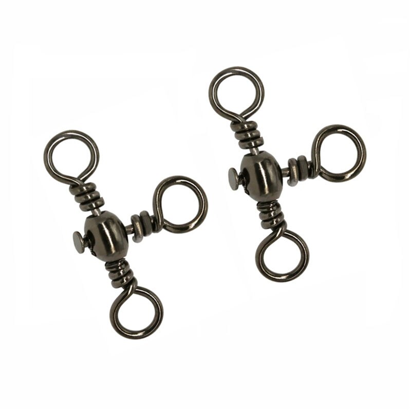 10pcs/lot 3 Way Fishing Swivels Connector Bearing Barrel Rolling Hooks Cross Line Barrel Swivels Connector Fishhook Carp Pesca