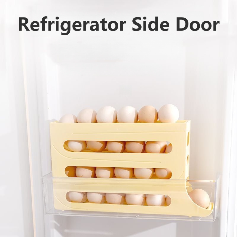 4 Layer Automatic Egg Roller Kitchen Dedicated Egg Roller Rack Space Saving Refrigerator Side Door Large Capacity Egg Organiser