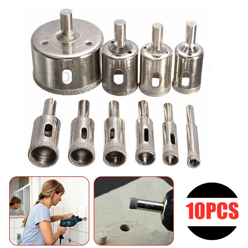 6-50mm 16PCS Diamond Hole Saw Drill Bit Set Glass Ceramic Tile Marble Saw Cutting Tools Diamond Coated Hole Saw Drill Bit Set