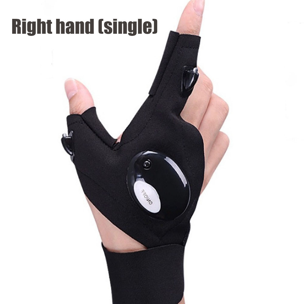 Fahrradhandschuhe mit Lichtern, Handschuhe für Angelausrügestochen, Zubehör, Handschuh mit LED, fingerlos, Licht, Finger, Fäustlinge, Bekleidung: Weiß