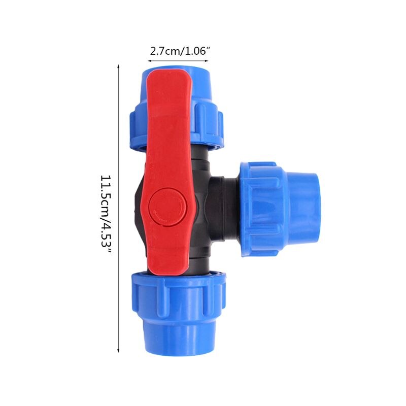 PE three-way quick connect valve plastic valve T-type valve inner diameter 20/25/32mm quick connect plastic three-way valve: Blue B