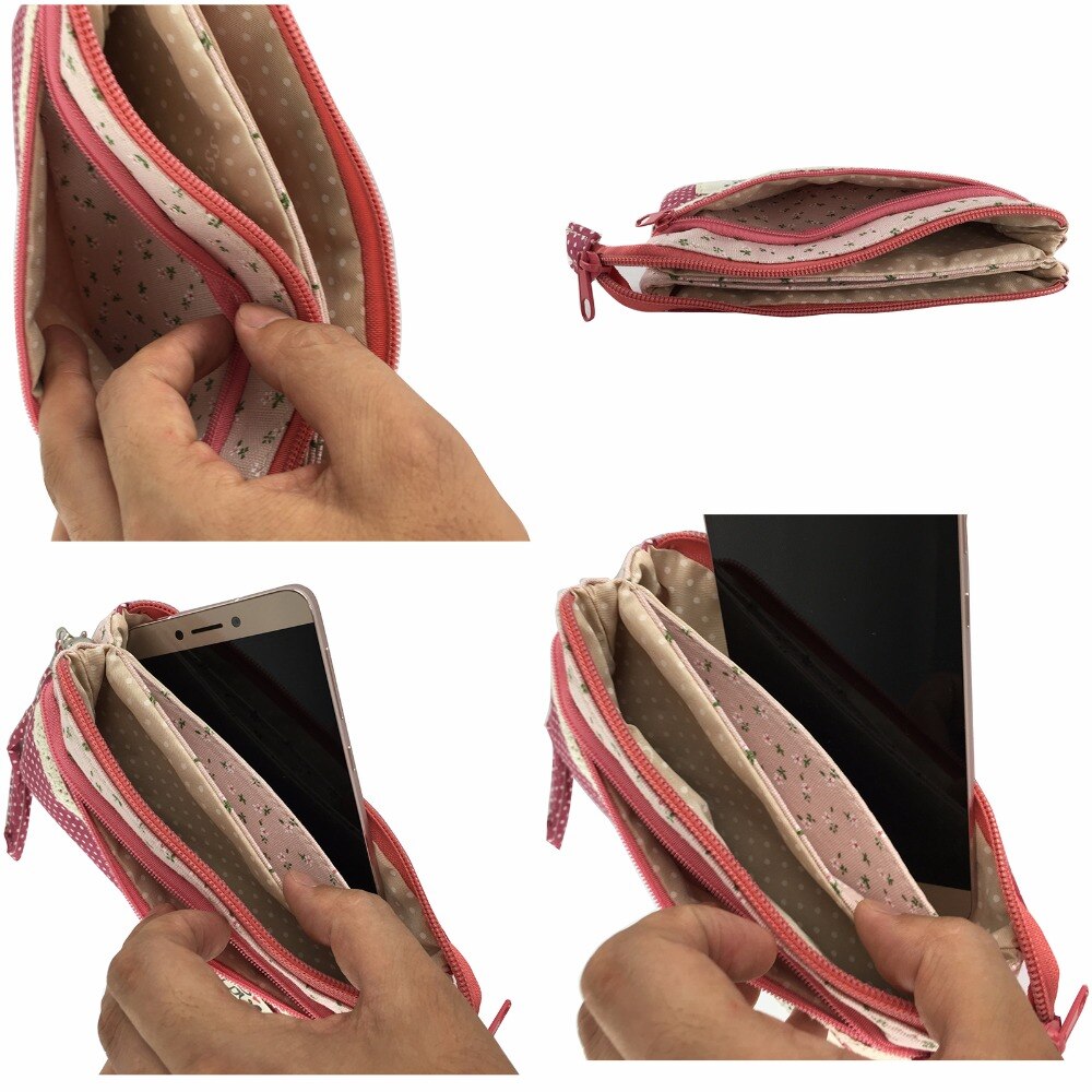 Women Wallets linen Female Long wallet Purses for girls Hasp Coin Pocket dot printing Zipper Clutch