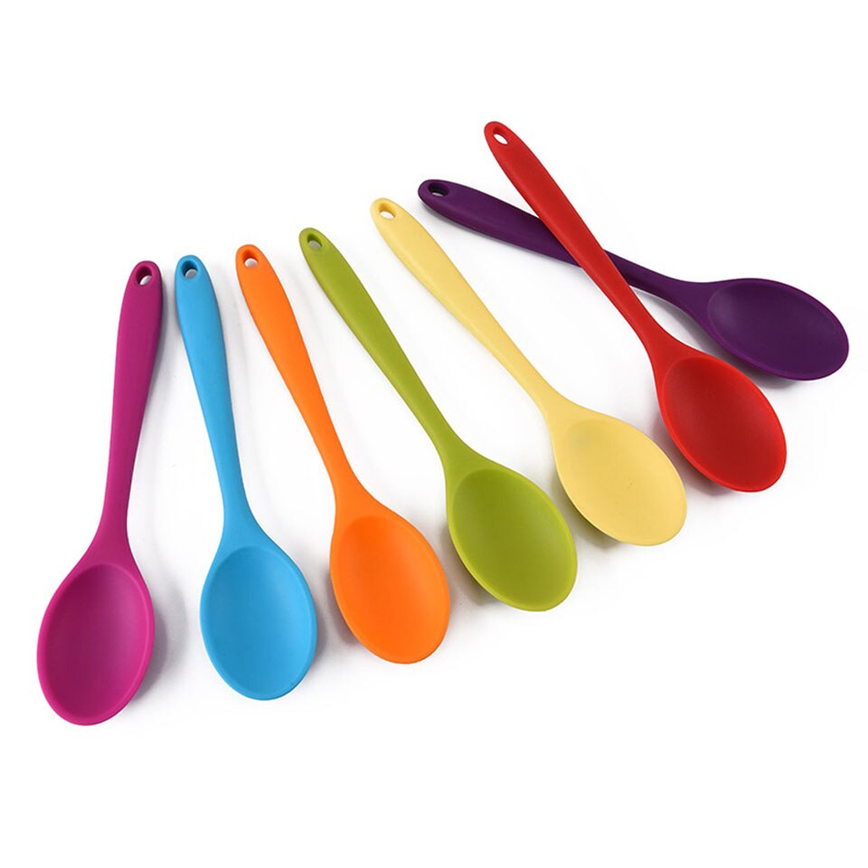 Small Kid Silicone Soup Spoons Serving Teaspoon for Coffee Tea Bath Salts Soft Spoons Training Feeding for Baby Kids