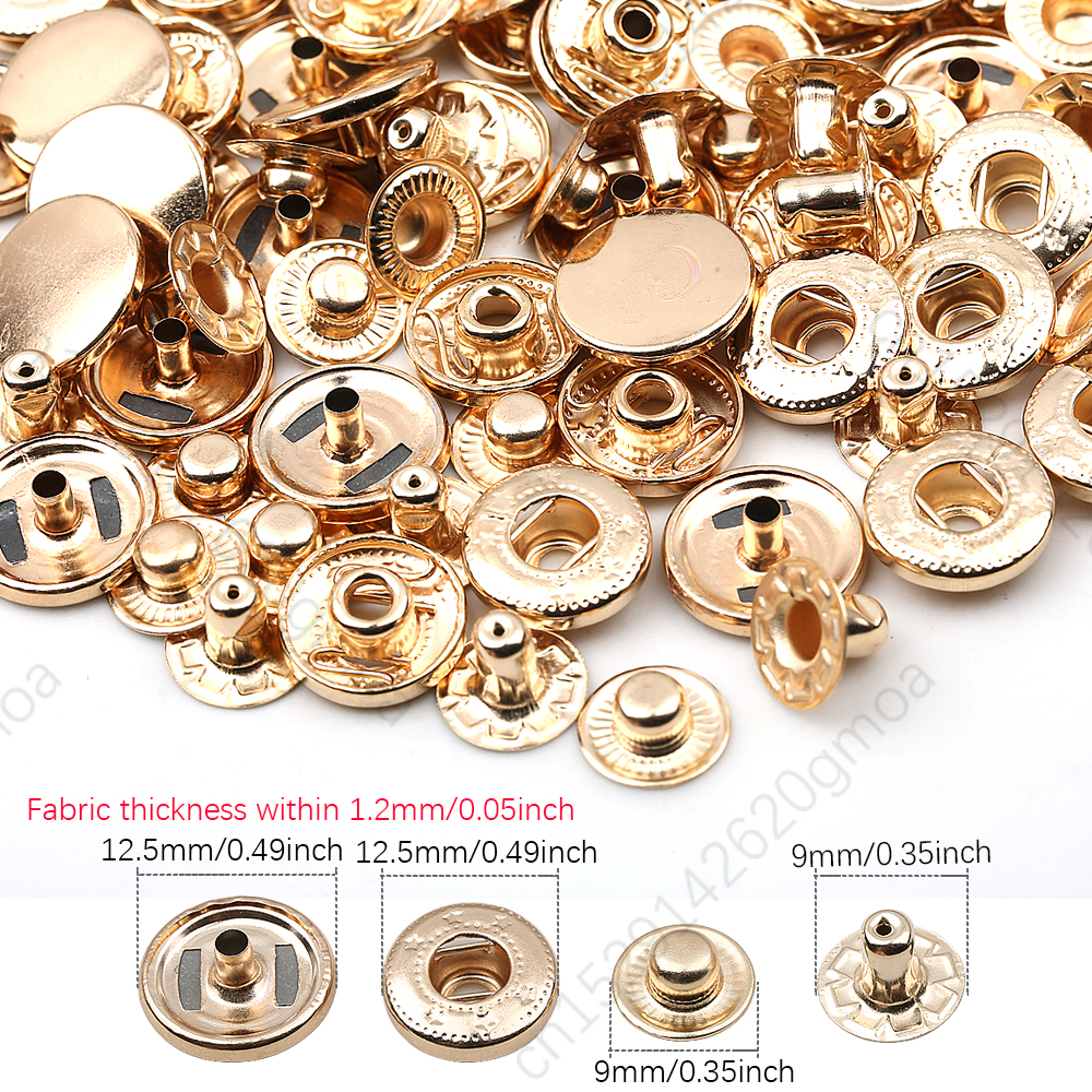 Neue Leder Druckknöpfe, 12,5mm schwer Pflicht schnappen Befestigungen, 14 Farben Leder Schnappt für Kleidung, jacken, Jeans Trägt, Armbinde: 20setzt / Gold
