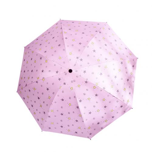 estrellas impresión plegable impermeable a prueba de viento Anti UV Mini sombrilla Parasol: Rosa