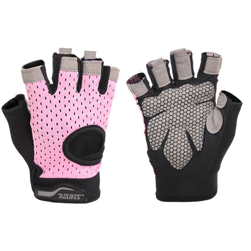 Femmes hommes haltérophilie gants gymnastique demi doigt sport Fitness gants anti-dérapant résistance exercice formation gants: Pink / M