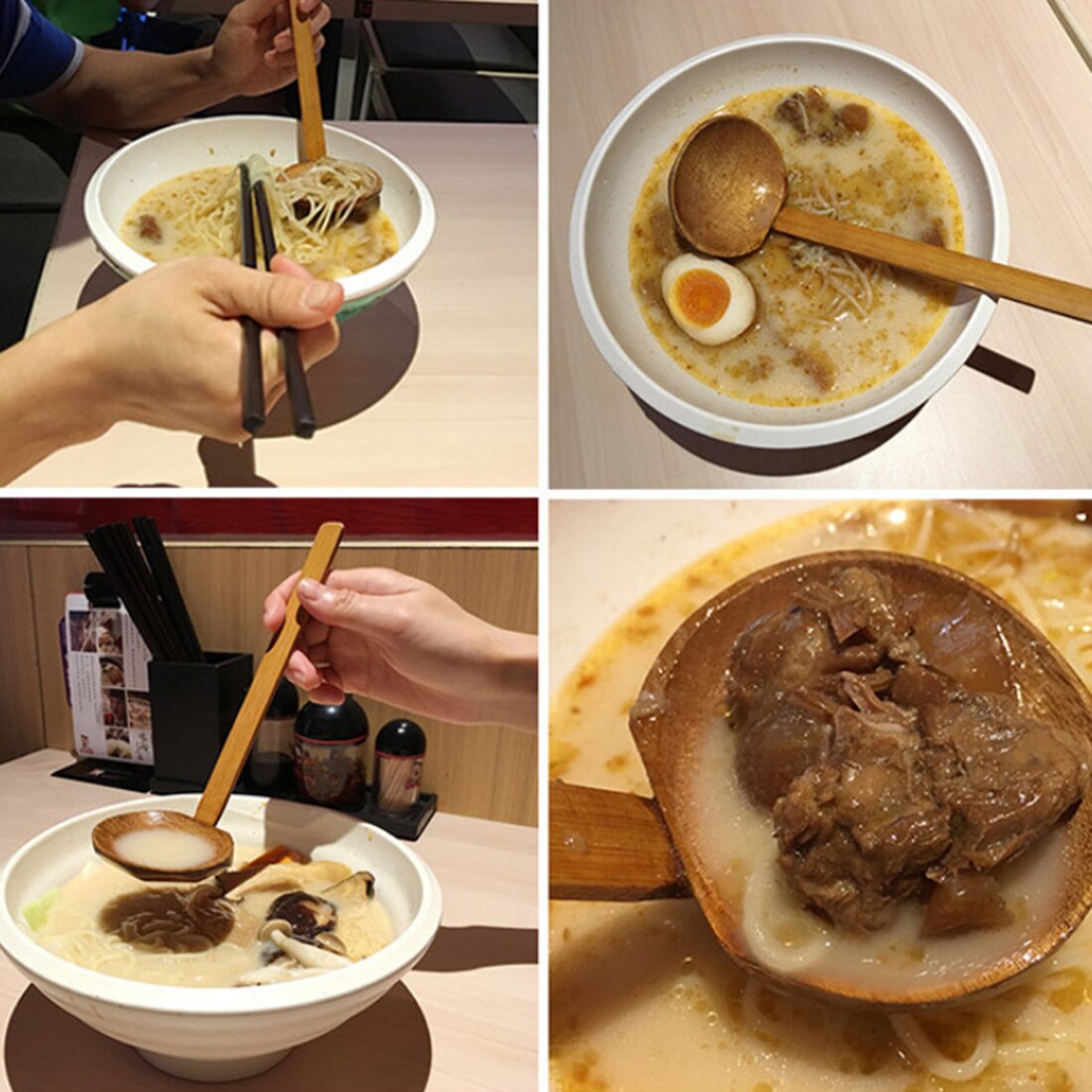 Japanese Soup Ladle Solid Wood Turtle Shell-Shaped Pot Spoon Ramen Tablespoon Kitchen Accessories