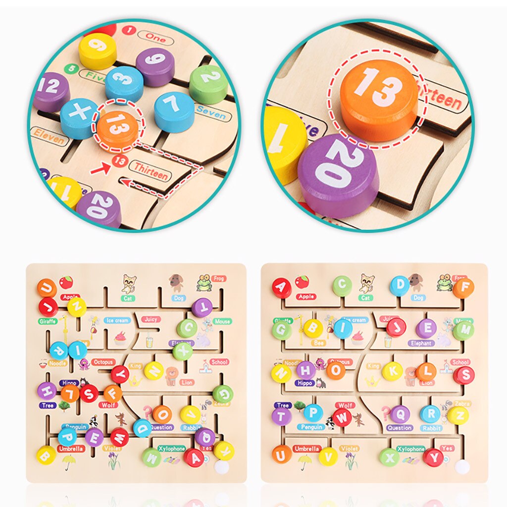 Shift Doolhof Houten Puzzel Baby Speelgoed Mobiele Pairing Digitale Letters Kind Vroeg Juguetes De Bloques De Construccion Houten Speelgoed