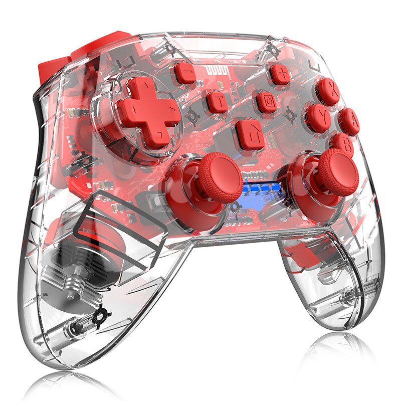 For Switch NS Pro Game Controller Transparent Bluetooth Wireless Gamepads Remote Console Joystick For Switch Lite: red