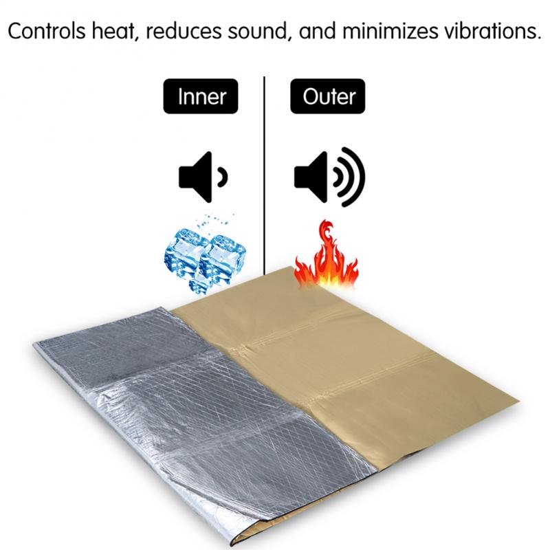 Tapete de calor para cortafuegos de motor de capó de coche, alfombrilla de escudo de aislamiento acústico, pegatina de papel de aluminio amortiguadora, accesorios para coche