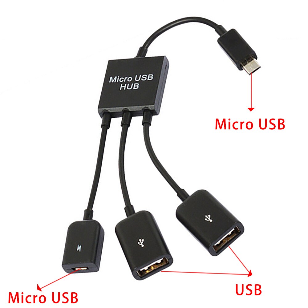 3 In 1 Micro Usb Power Opladen Host Otg Hub Cable Adapter Voor Samsung Note Spel Muis Toetsenbord Adapter Voor android Tablet Black: Default Title