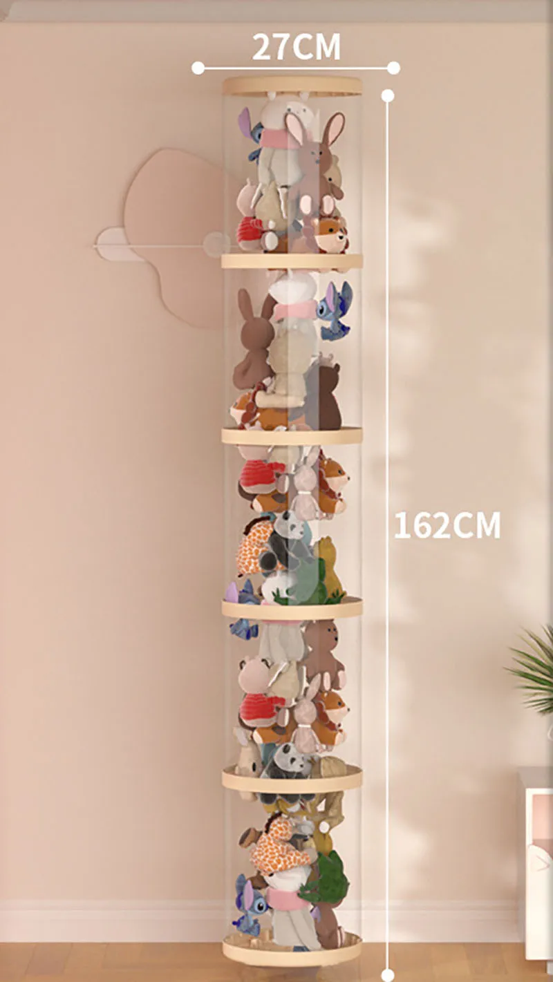 Seau en peluche, boîte à jouets pour enfants, conteneur de rangement de poupée, cylindre Transparent, Tube de rangement étanche à l'humidité, organisateur avec roues: Rouge