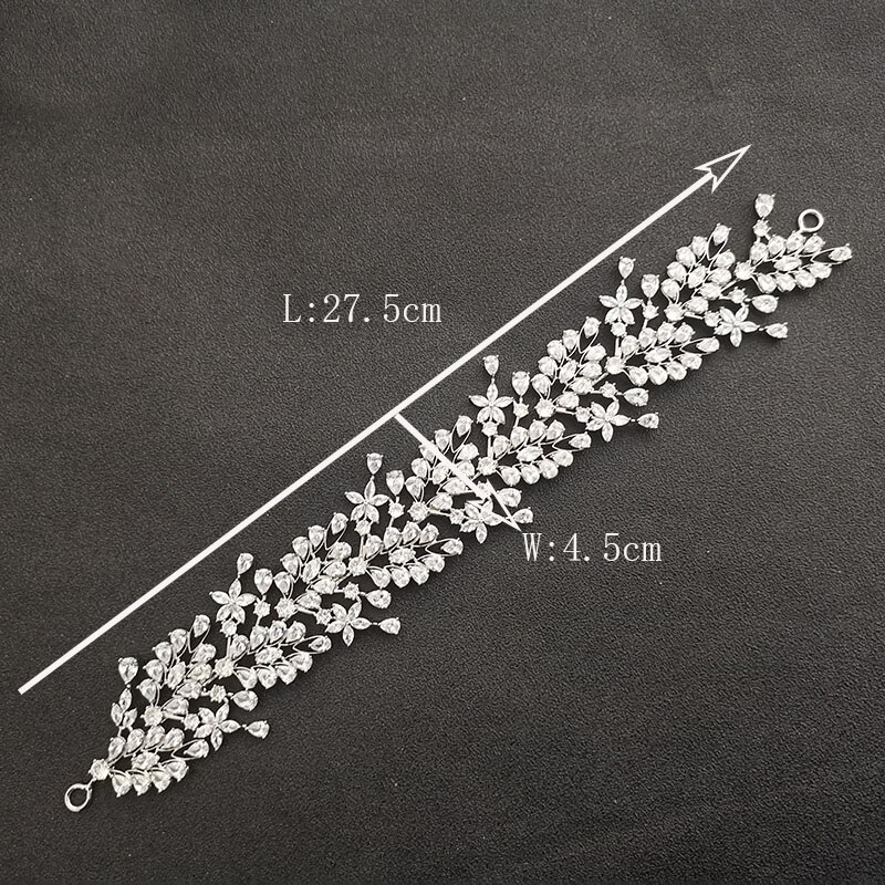 SLBRIDAL di Lusso Flessibile Pieno Zircone Cubico di Nozze Diadema Della fascia Da Sposa Damigelle D'onore corona CZ Accessori Dei Capelli Dei Monili Delle Donne: SL-GSHG0162