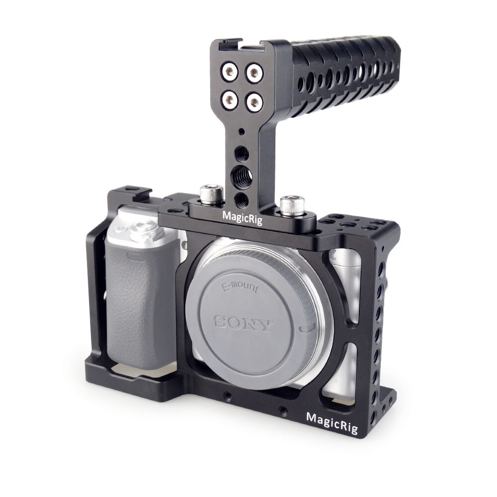 MAGICRIG DSLR Camera Cage with Top Handle for Sony A6400/ A6500/ A6300/ A6000 Camera to Mount Microphone Monitor Flash LED Light