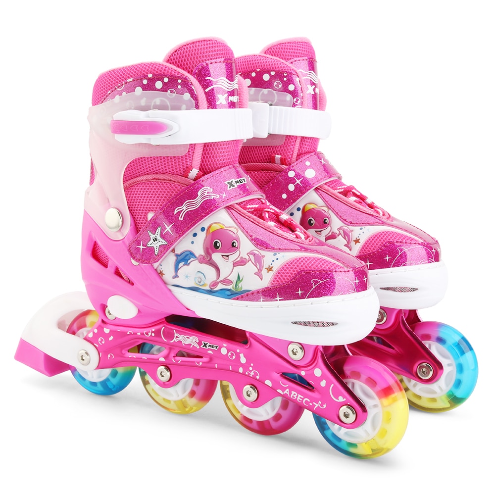 Verstelbare Inline Skates Met Verhelderend Wielen Voor Kinderen Jongens Meisjes Triple Bescherming Ademend Inline Skates Kinderen: Pink M