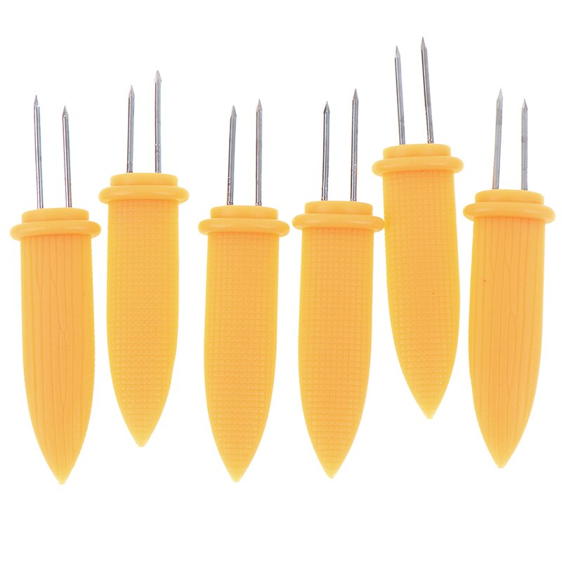 6 stk majs på cob holdere fest kichen tilbehør rustfrit stål grillspidser spyd gafler kichen værktøj