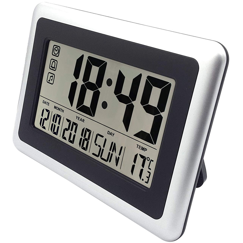 Groot Display Digitale Wandklok, Stille Bureau Plank Klokken Kalender Temperatuur Thermometer Hygrometer Wekker L