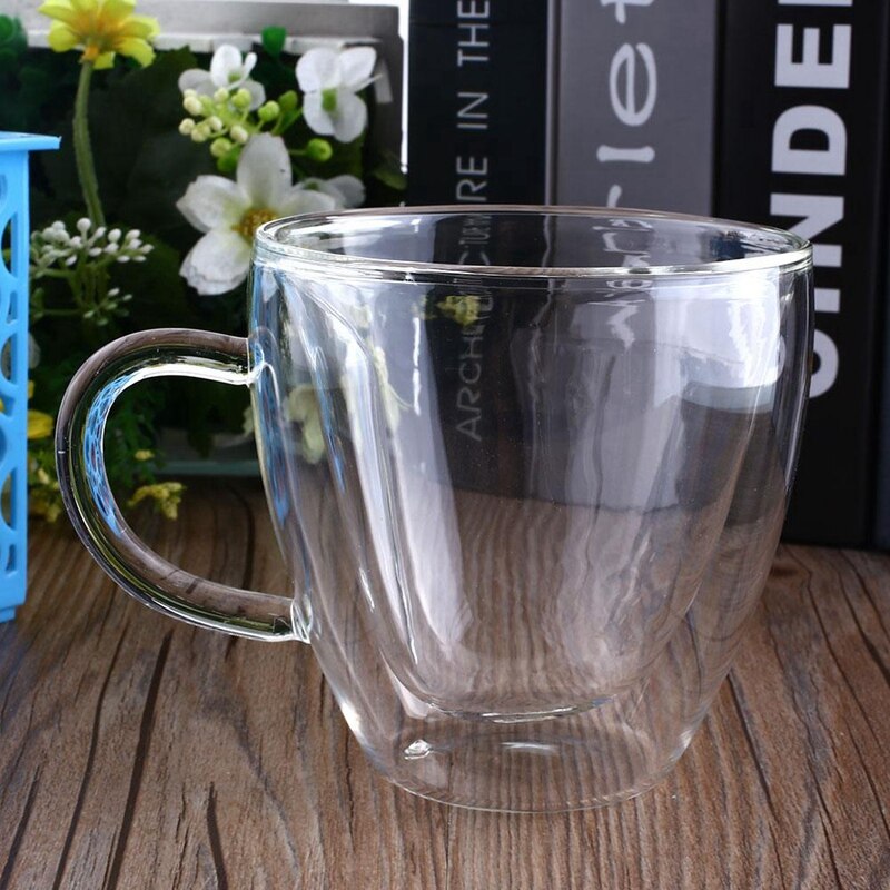 ! 240Ml coeur forme verre tasse à thé Double paroi couche tasse à café Transparent verre tasse à thé tasse à café