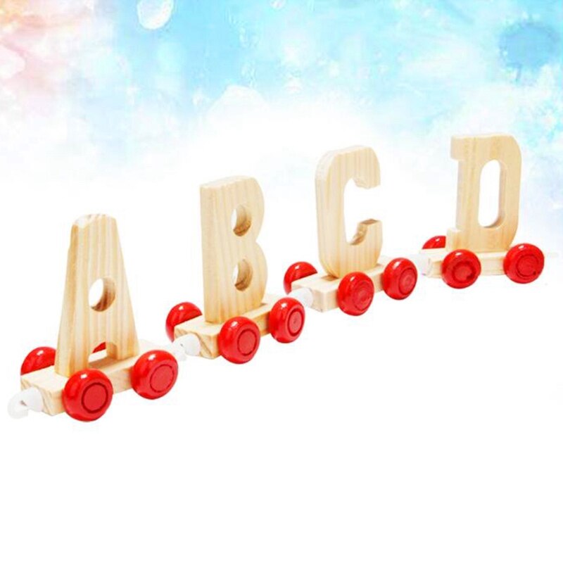 28PCS Kids Alphabet Train Preschool Educational English Letters Wooden Learning Chips Toy for Children Toddlers