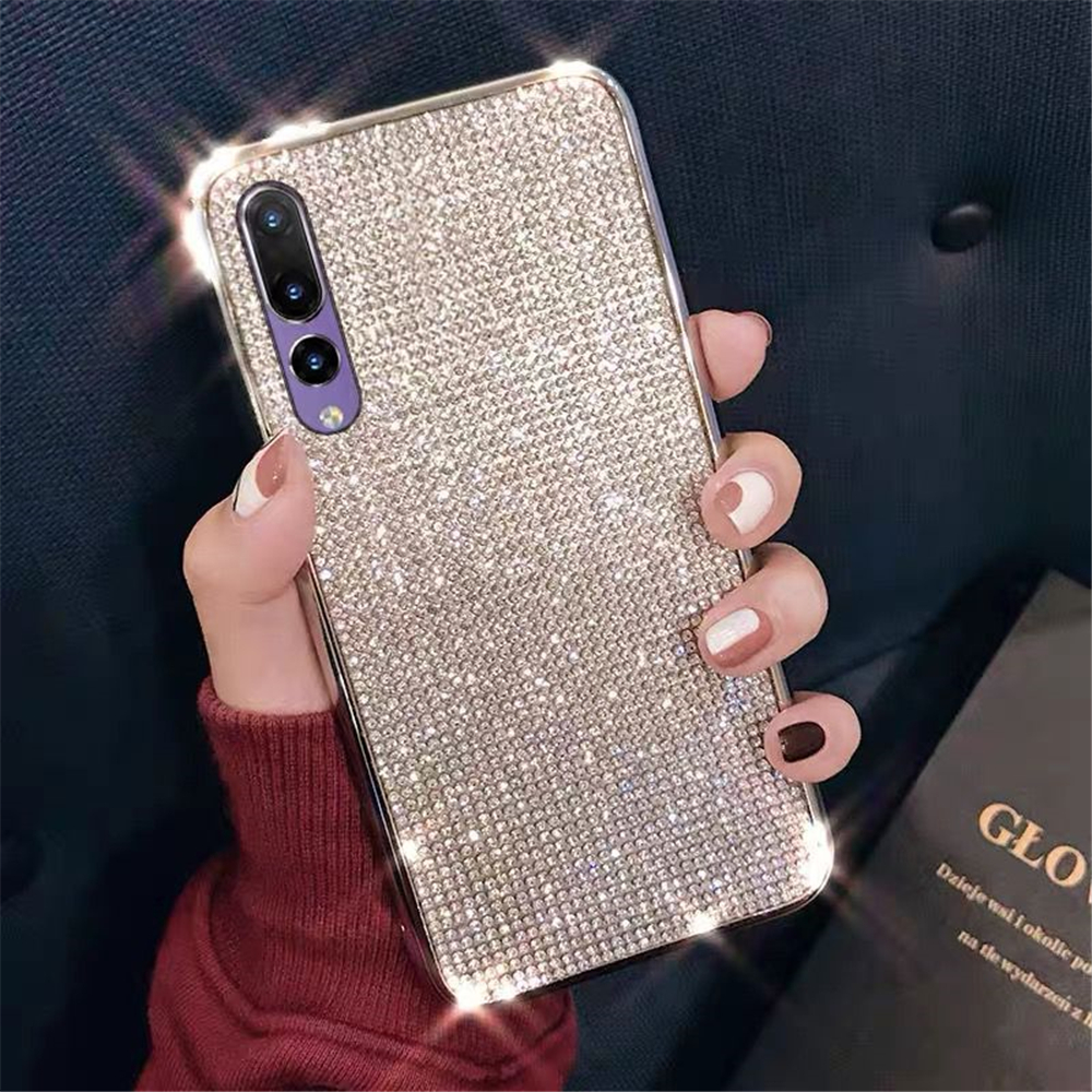 Funda de teléfono de brillante con diamantes de imitación para Huawei Nova 7 6 SE 5 5i Pro 4 4E 3i Honor 30 30s 20 9X Pro, funda de silicona suave con diamantes