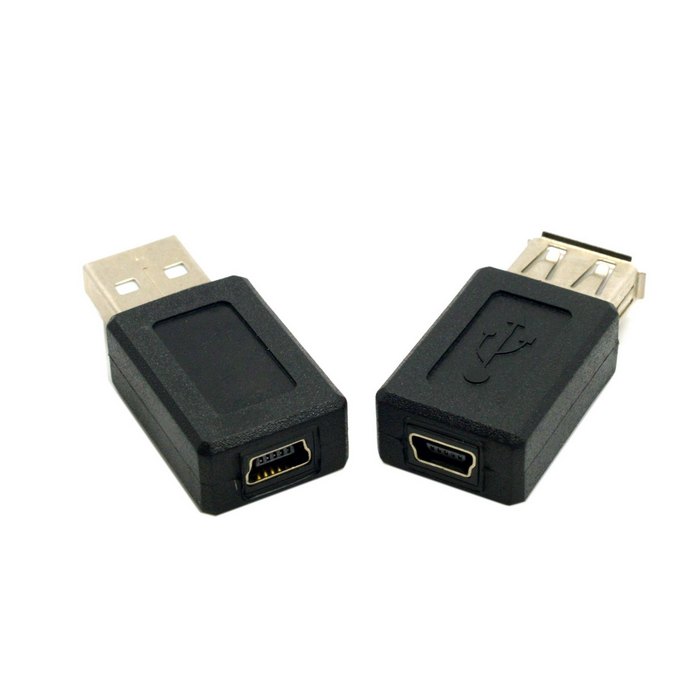 USB 2.0 A Type Male to Mini USB 5pin Female & USB Female to 5pin Female Extension Adapter Black