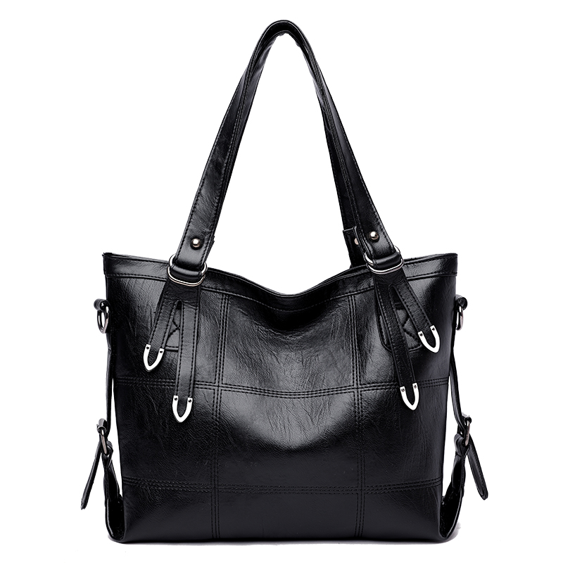 Bolso de hombro para mujer, bolso para mamá, piel sintética suave, cierre con cremallera, uso diario o trabajo estilo casual: Negro