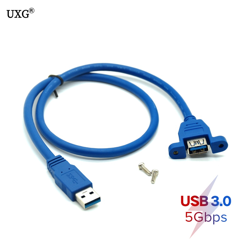 Blue USB 3.0 Cable 3.0 Extension Male To Female Extender Cable Cord With Dual Shielded Screw Panel Mount 0.3M 0.6M 1M 1.5M 3M: 3m