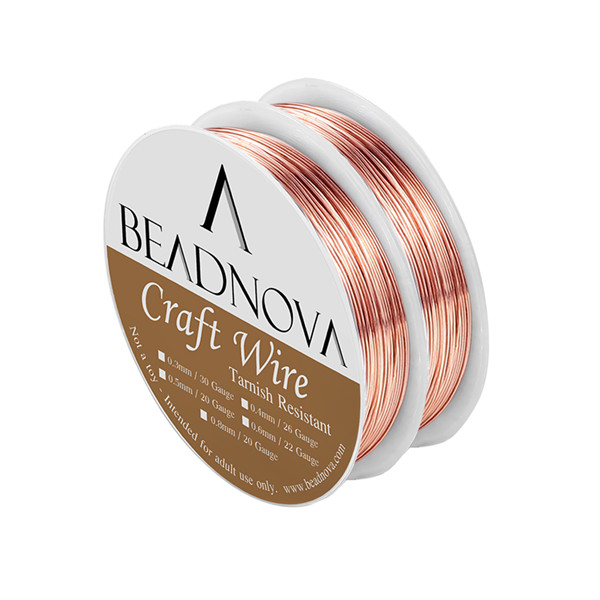 Beadnova 26/22/20 Gauge Aanslag Bestendig Blote Koperdraad Voor Sieraden Maken (2 Rolls Pack): copper-26Gauge-10M