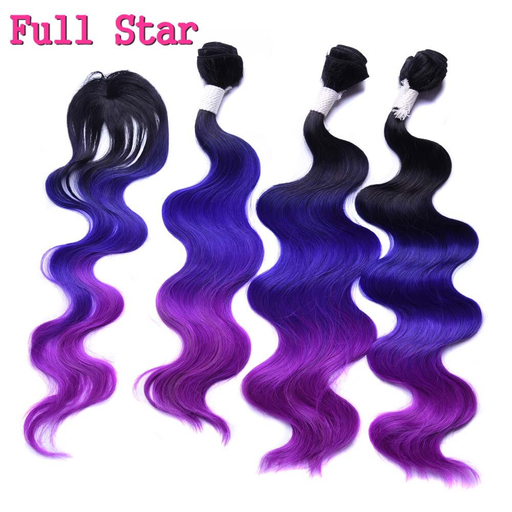 Full Star-extensiones de cabello sintético rojo con doble trama máquina de 18 ", 20" y 22 ", 4 unidades por lote: P12 / 613