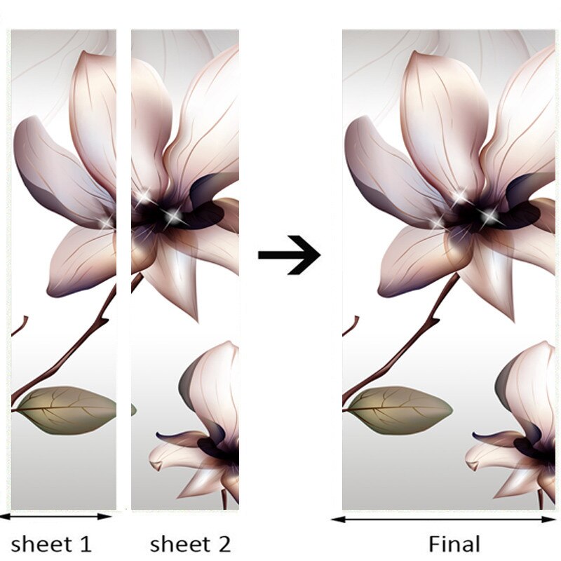 Pegatina de puerta de arte moderno, 3D papel tapiz de flores, calcomanías de pared de PVC autoadhesivas para decoración del hogar, sala de estar y dormitorio