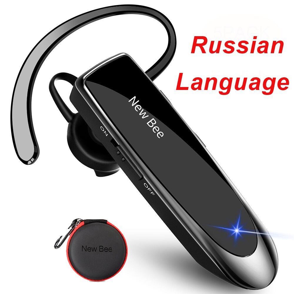 Bee – écouteurs sans fil V5.0, mains libres, 24h d&#39;autonomie, avec micro antibruit, pour iPhone et xiaomi,: Russian Black
