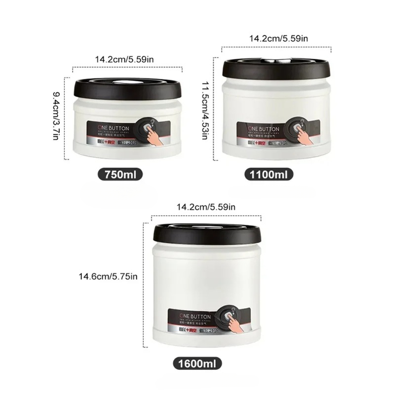 1100/1600 ml Koffieboon Vacuüm Verzegelde Tank Roestvrij Staal Vacuüm Opbergdoos Druk Type Koffiebonen Thee Verzegelde Kan keuken Gebruik