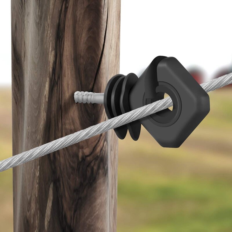 25Pcs Electric Fence Insulator,Screw-in Insulator Fence Ring for Wood Post,Black